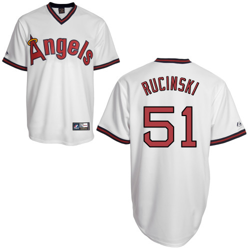 Drew Rucinski #51 mlb Jersey-Los Angeles Angels of Anaheim Women's Authentic Cooperstown White Baseball Jersey